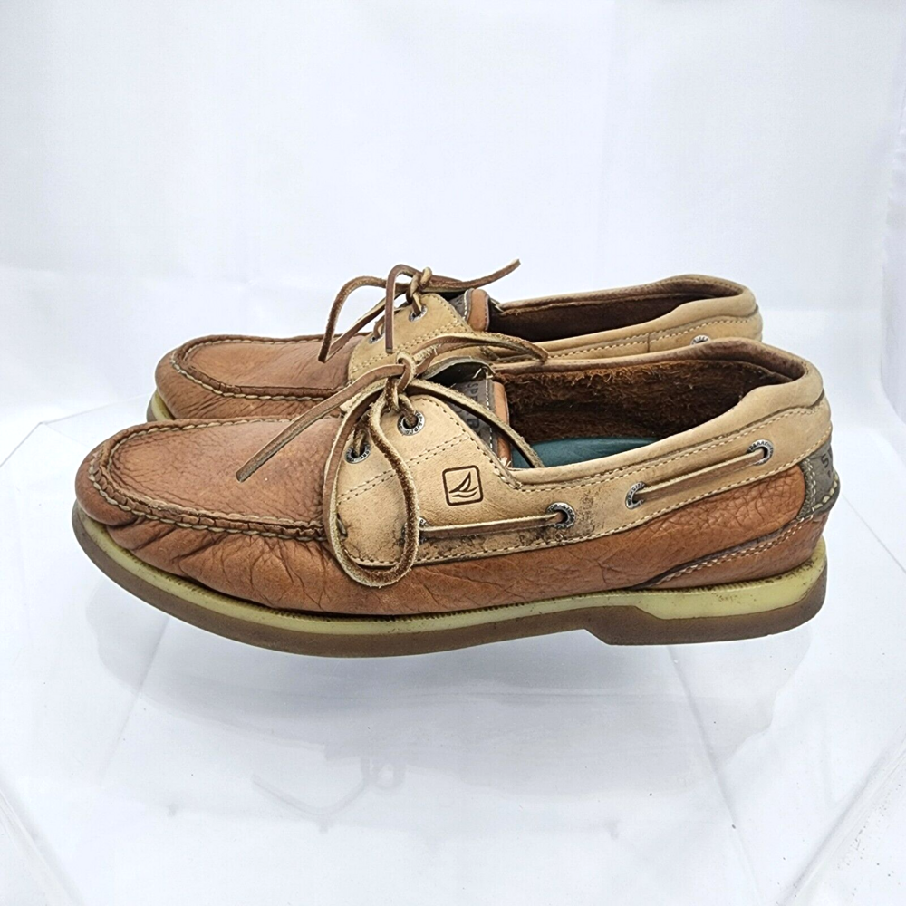 SPERRY Top-Sider Mako Men 11.5 M Brown/Tan 2-Eye Boat/Deck Loafers Shoes 0216432